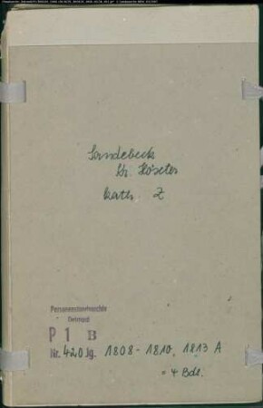 Zivilstandsregister der katholischen Gemeinde Sandebeck, Kreis Höxter (A 1808-1810, 1813). (Gemeinde: Katholische Gemeinde Sandebeck)