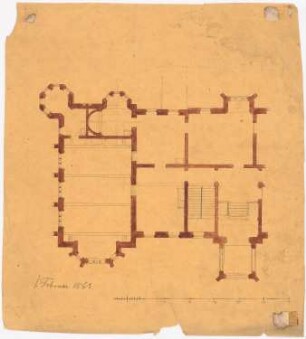 Schloss Woedtke: Grundrissdetail (Saal mit Boudoir)
