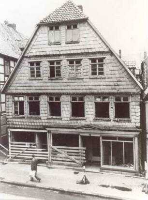 Haus Michaelis-Jena, Lange Straße 53, vor dem Abbruch.Papierabzug