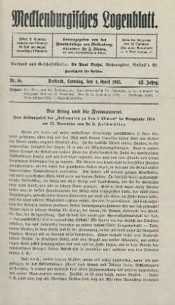 Nr. 16. Rostock, Sonntag, den 4. April 1915.