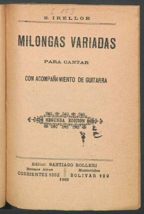 Milongas variadas para cantar con acompañamiento de guitarra