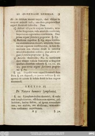 Sectio II. De Natura humoris lymphatici.