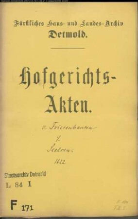 von Friesenhausen, Christoph gegen Hermann Seelsen zu Lüdenhausen - Schuldforderung