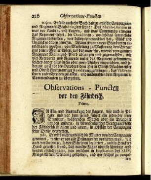 Observations-Puncten vor den Fähnrich.