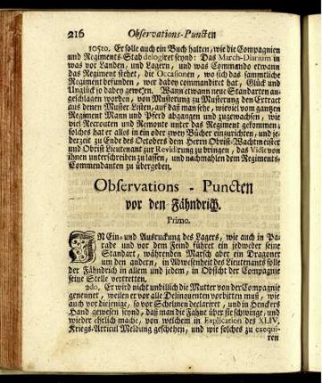 Observations-Puncten vor den Fähnrich.