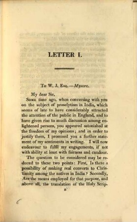 Letters on the state of Christianity in India : in which the conversion of the Hindoos is considered as impracticable ...