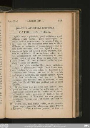 Ioannis Epistola Catholica I.