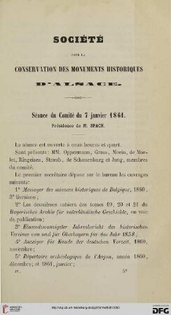 Séance du Comité du 7 janvier 1861