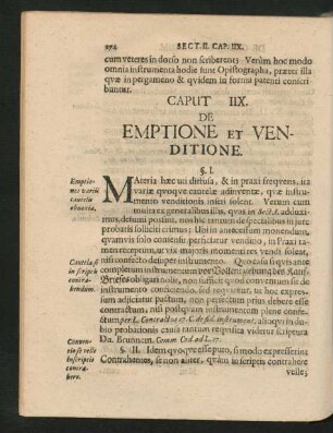 Caput IIX. De Emptione Et Venditione.