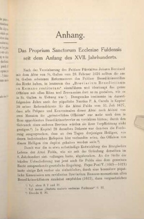 Das Proprium Sanctorum Ecclesiae Fuldensis seit dem Anfang des XVII. Jahrhunderts.