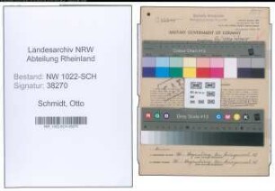 Entnazifizierung Otto Schmidt , geb. 07.10.1896 (Bahnbeamter)