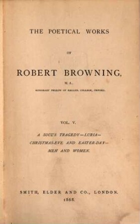 The poetical works of Robert Browning. 5