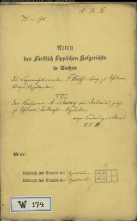 Wolff und Comp., Zigarrenfabrikant in Schötmar gegen Kaufmann Schwarz in Schötmar