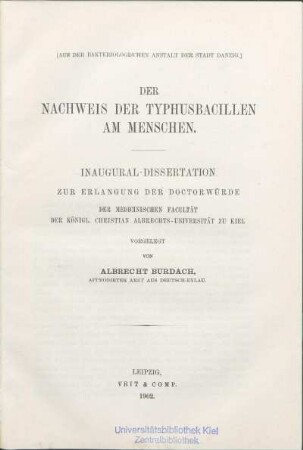Der Nachweis der Typhusbacillen am Menschen