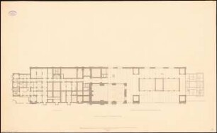 Hauptbahnhof, Frankfurt/Main: Grundriss Souterrain, Aufsicht der Gebäudeteile über EG, 1.OG Seitenflügel