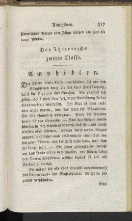 Des Thierreichs zweyte Classe. Amphibien.