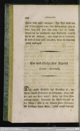 Ein und fünfzigstes Kapitel. Natur-Kenntniß