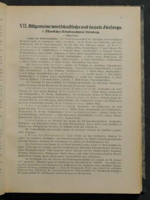 VII. Allgemeine wirtschaftliche und soziale Fürsorge.