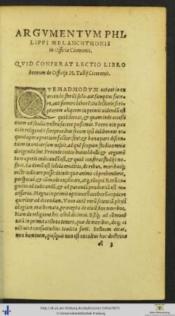 Argumentum Philippi Melanchthonis in Officia Ciceronis