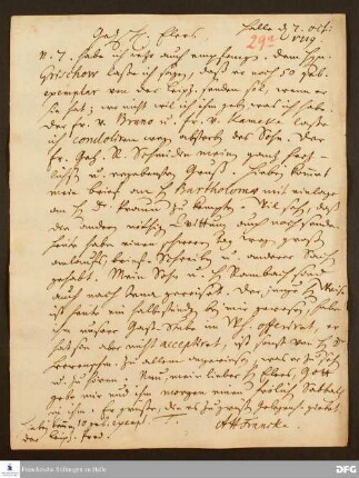 Brief von August Hermann Francke an Heinrich Julius Elers.