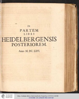 In Partem Libri Heidelbergensis Posteriorem