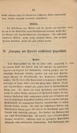 XI. Erzeugung und Vertrieb verschiedener Gegenstände.