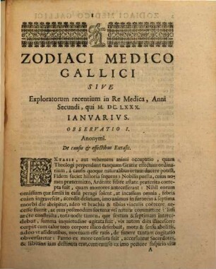 Zodiacus Medico-Gallicus, sive miscellaneorum curiosorum, medico-physicorum sylloge. 2. 1680 (1682)