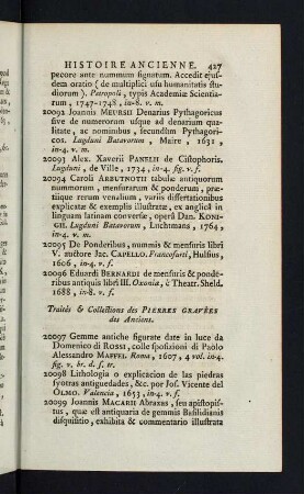 427-430, Traités & Collections des Pierres Gravées des Anciens