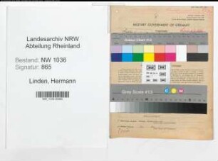 Entnazifizierung Hermann Linden , geb. 25.01.1906 (Knappschaftsbeamter)