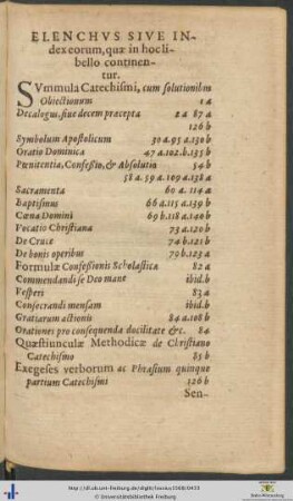 Elenchus Sive Index