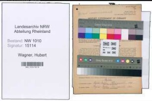 Entnazifizierung Hubert Wagner , geb. 17.03.1913 (Kaufmann)
