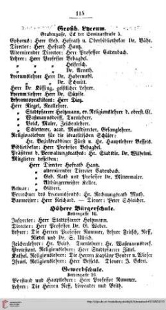 Großherzogliches Lyceum, Höhere Bürgerschule und Gewerbeschule