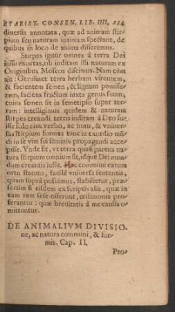 De Animalium Divisione, ac natura communi, & formis. Cap. II.