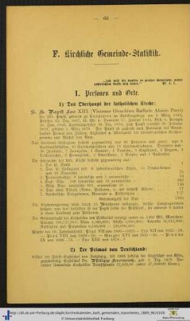 F. Kirchl. Gemeinde-Statistik.