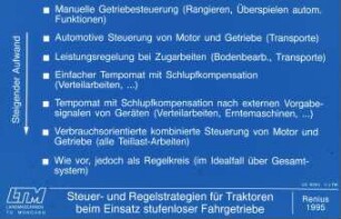 Steuer- und Regelstrategien für Traktoren beim Einsatz stufenloser Fahrantriebe