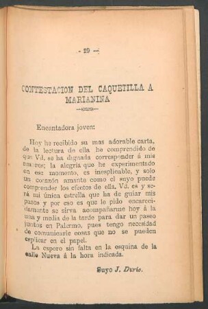 Contestación del caquetilla a Marianina
