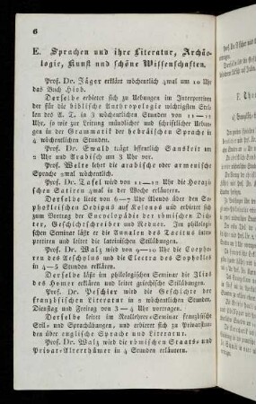 6-7, E. Sprachen und ihre Literatur, Archäologie, Kunst und schöne Wissenschaften