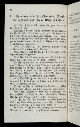 6-7, E. Sprachen und ihre Literatur, Archäologie, Kunst und schöne Wissenschaften