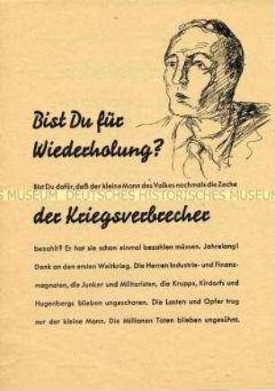 Aufruf des Blocks der antifaschistischen Parteien und des FDGB zum Volksentscheid über die Enteignung der Nazi- und Kriegsverbrecher