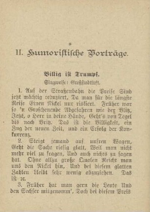 II. Humoristische Vorträge