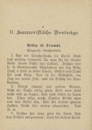 II. Humoristische Vorträge