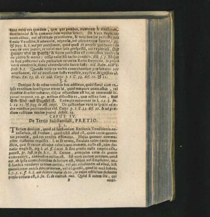 Caput IV. De Tertio Substantiali, Pretio.