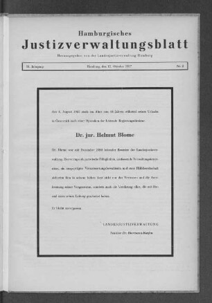 Todesanzeige Dr. jur. Helmut Blome