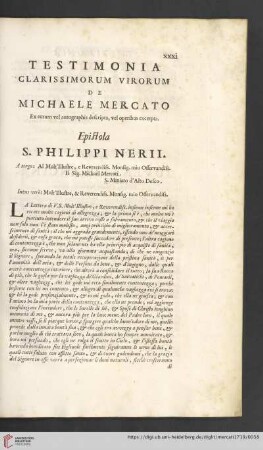 Testimonia Clarissimorum Virorum de Michaele Mercato