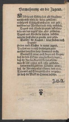 Vermahnung an die Jugend