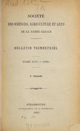 Bulletin mensuel. 16. 1882