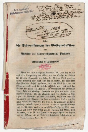 "Über die Schwankungen der Goldproduktion mit Rücksicht auf staatswirthschaftliche Probleme"