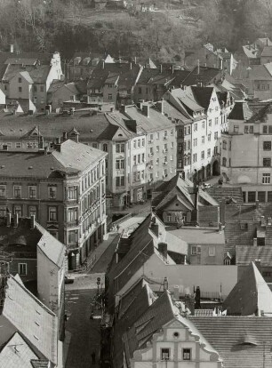 Roßplatz, Triebisch, Hahnemannsplatz. Blick vom Turm der Frauenkirche nach Südosten