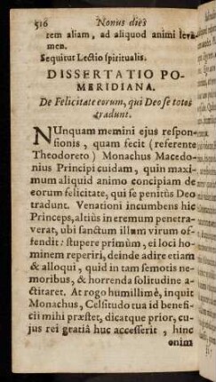 516-534, Dissertatio Pomeridiana