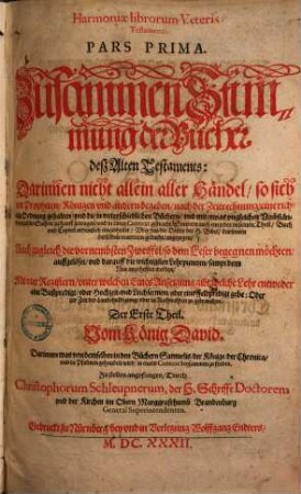 Christophori Schleupneri Harmoniae librorum Veteris Testamenti. 1., Vom König David